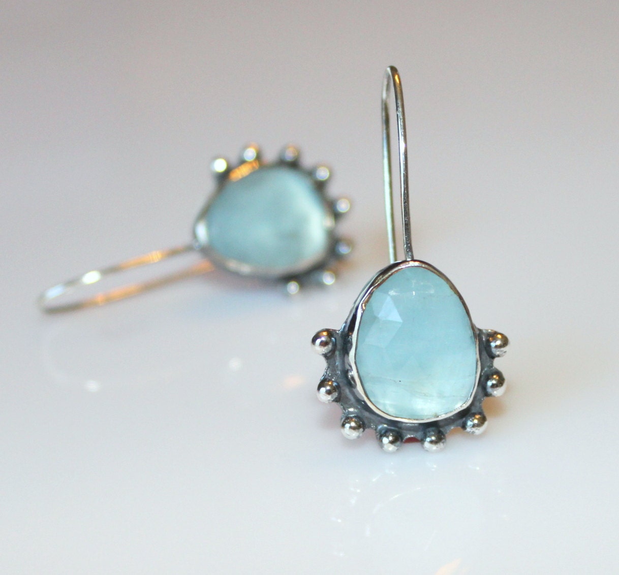 Aquamarine Earrings March Birthstone Earrings Rose Cut