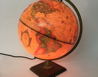 1980s Danish Illuminated World Globe