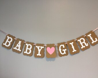 It'a a girl banner, baby girl banner, kraft banner, rustic shower banner