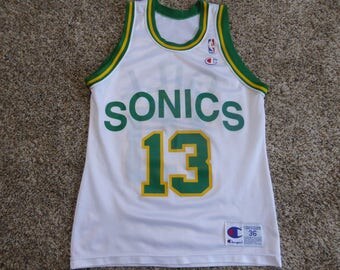 Vtg Kendall Gill Seattle Supersonics Sonics NBA Champion Jersey Sz Men's 36 S