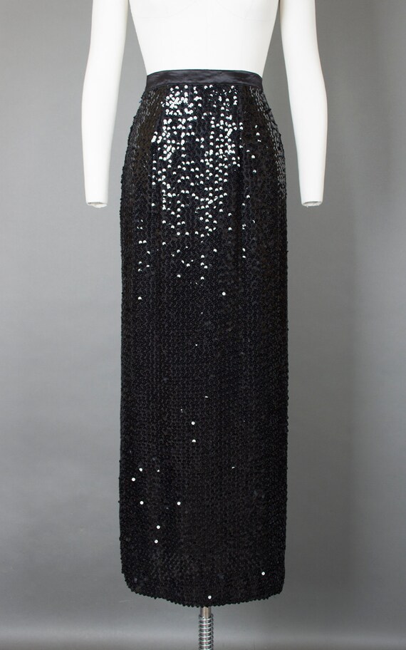 black sequin maxi skirt