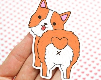 Corgi Sticker, Vinyl Sticker, Cute Stickers, Pop Stickers, Corgi Butt, Gift For Her, Dog Lover Gift, Waterproof, Car Decal, Laptop Sticker