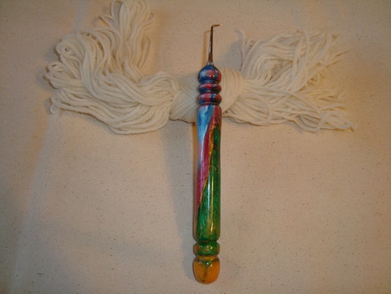 Awesome Knitting Loom Hook Pick Tool With Unique Resin