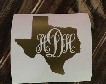 Texas with Monogram Decal | Texas Yeti Decal | Texas RTIC Decal | Texas Car Decal | Customized Decal