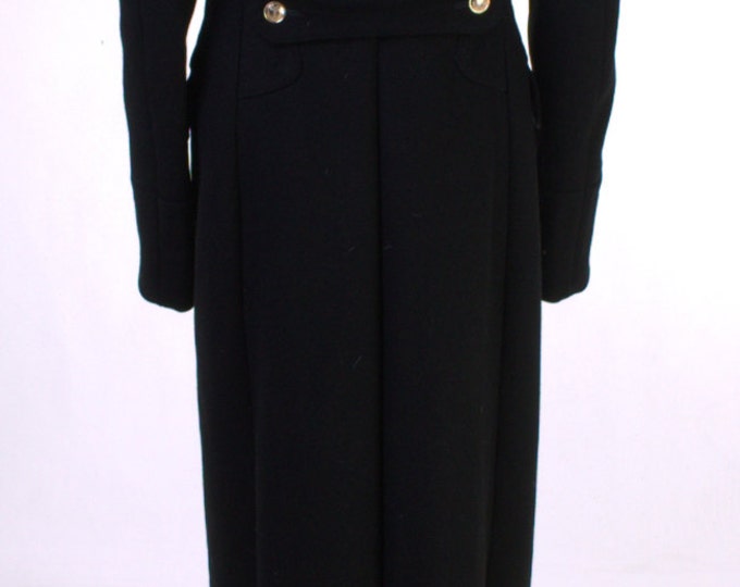 Singles Day SALE! USED USSR Russian Navy Uniform Black Overcoat Wool Coat 50-4 M Goth Steampunk