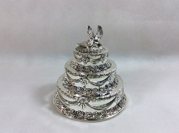 Vintage wedding cake topper keepsake  ring bearer box love