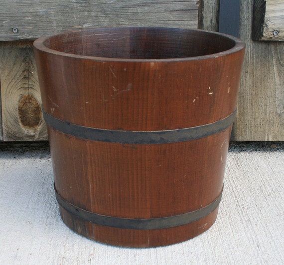 Antique Wood Bucket Grain Storage Bucket Primitive Farm