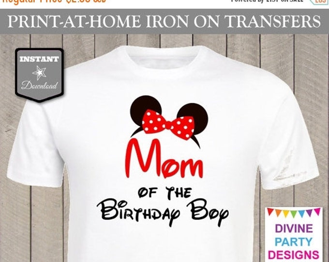 SALE INSTANT DOWNLOAD Print at Home Red Girl Mouse Mom of the Birthday Boy Iron On Transfer / Printable / T-shirt / Family / Item #2303