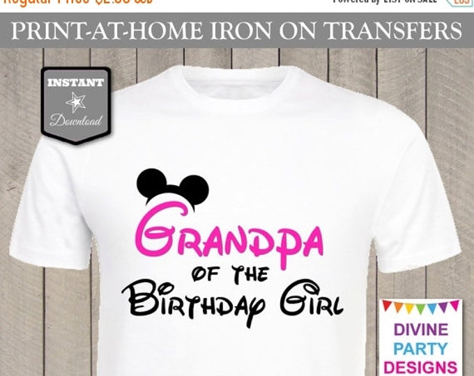 SALE INSTANT DOWNLOAD Print at Home Hot Pink Grandpa of the Birthday Girl Printable Iron On Transfer / T-shirt / Family / Trip / Item #2474