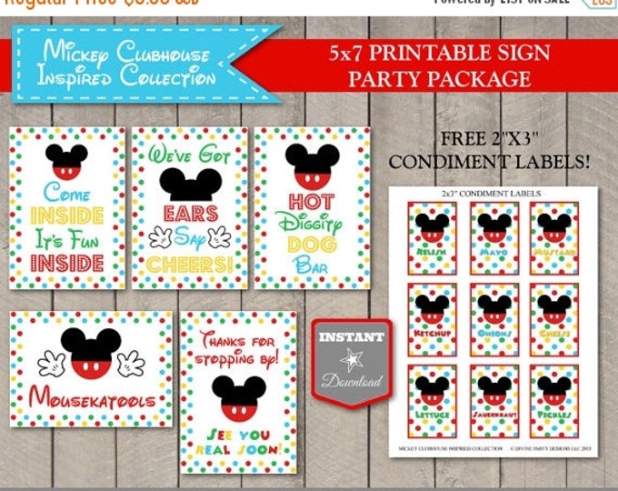 SALE INSTANT DOWNLOAD Mouse Clubhouse Inspired 5x7 Party Sign Package/ Free Condiment Labels / Clubhouse Collection / Item #1652