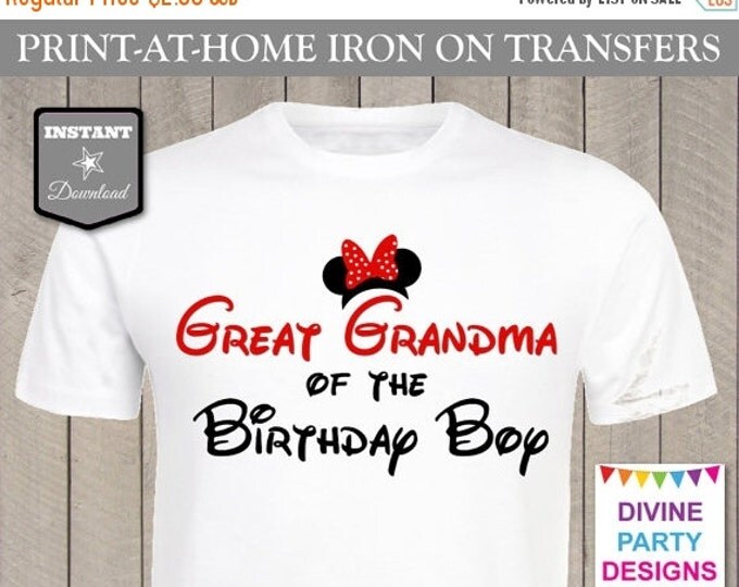 SALE INSTANT DOWNLOAD Print at Home Red Girl Mouse Great Grandma of the Birthday Boy Printable Iron On Transfer / T-shirt / Trip / Item #239