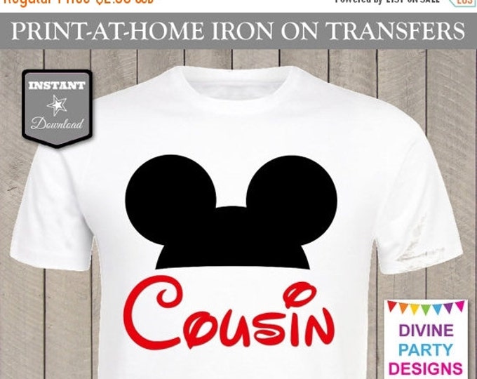 SALE INSTANT DOWNLOAD Print at Home Red Mouse Ears Cousin Printable Iron On Transfer / T-shirt / Family / Trip / Birthday Party / Item #2360