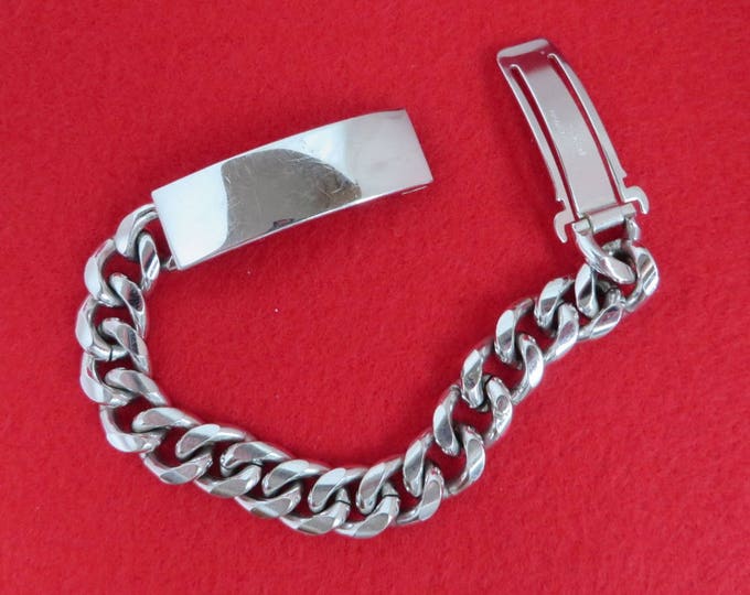 Vintage SPEIDEL ID Bracelet, Rhodium Electroplate, Engraveable Bracelet