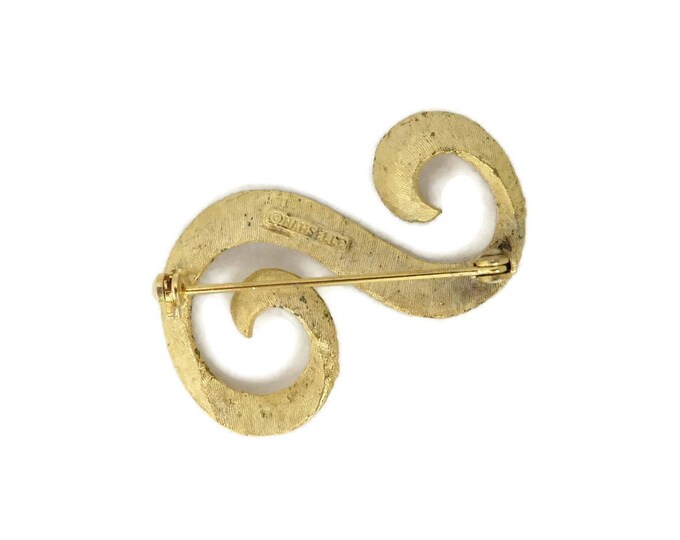 Letter S Brooch, Vintage Mamselle Gold Tone Initial S Pin