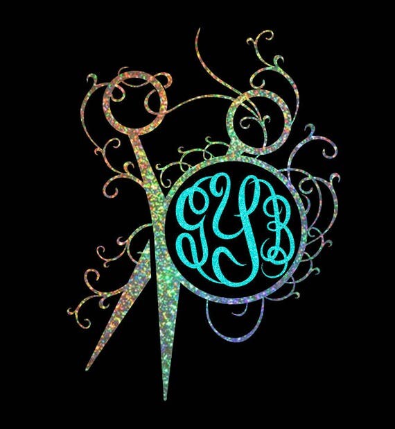 Custom Hair Stylist Glitter Monogram Car Decal