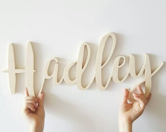 UNPAINTED Custom Cut 7" Word--Woodland Nursery Decorations--Playroom sign--Custom Wood Cutout-- Handlettered name--Wooden name sign
