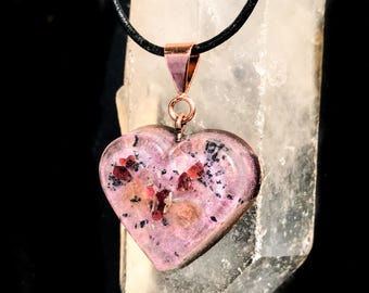 Courageous Heart Pendant ~ Violet Flame Orgone Necklace ~ Orgone Shungite Pendant