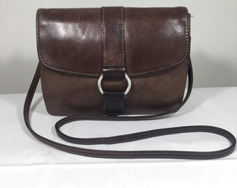 Fossil, Brown, Leather, Organizer, Purse, Bag, Shoulder Bag
