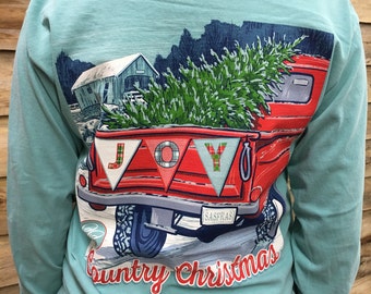 Country Christmas Long Sleeve T-shirt ~ comfort Color Shirt ~ Long Sleeve Shirt ~ Christmas Shirt