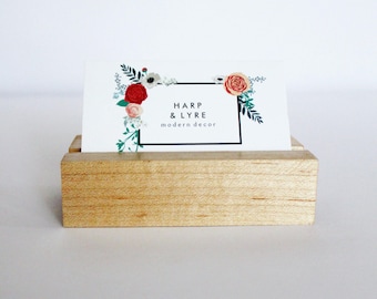 White Oak Business Card Holder - Business Cards - Wooden Business Card Holder - Desk Accessory