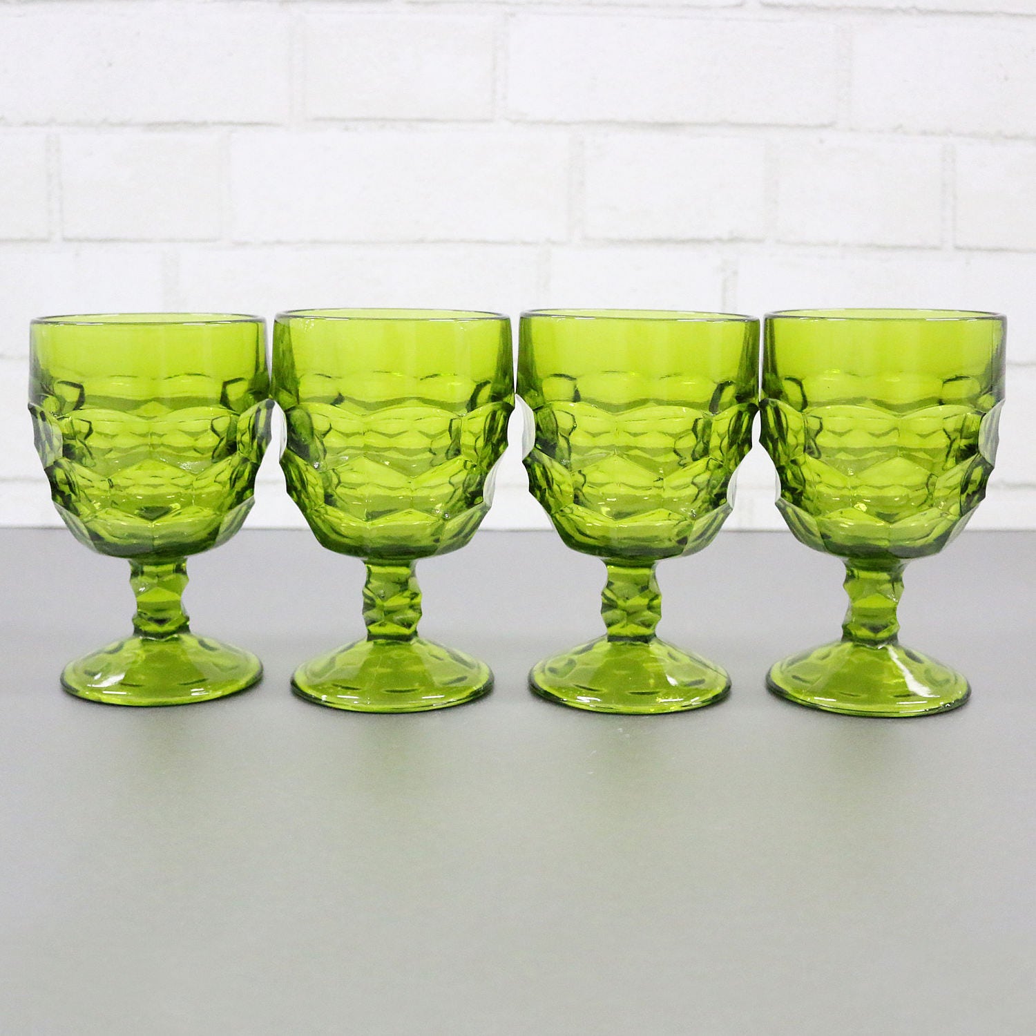green drinking glass set