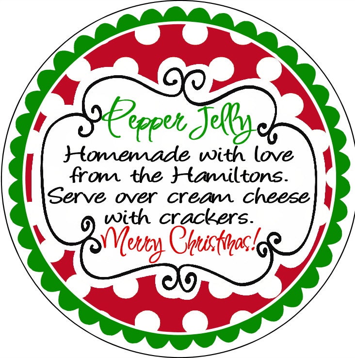 Christmas Personalized Canning Labels Jam Labels Preserves
