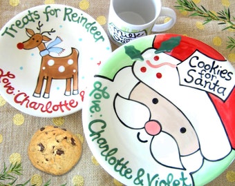 Cookies for Santa Plate Set - Kids Personalized Gifts - Milk for Santa Mug - Gifts for Kids & Babies - Treats for Reindeer