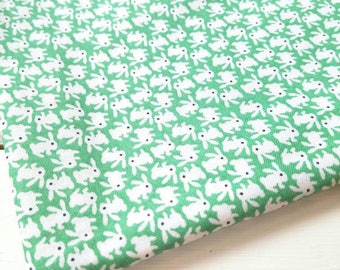 Nana Mae 1930's Collection - White Bunnies(Green Background) - Henry Glass