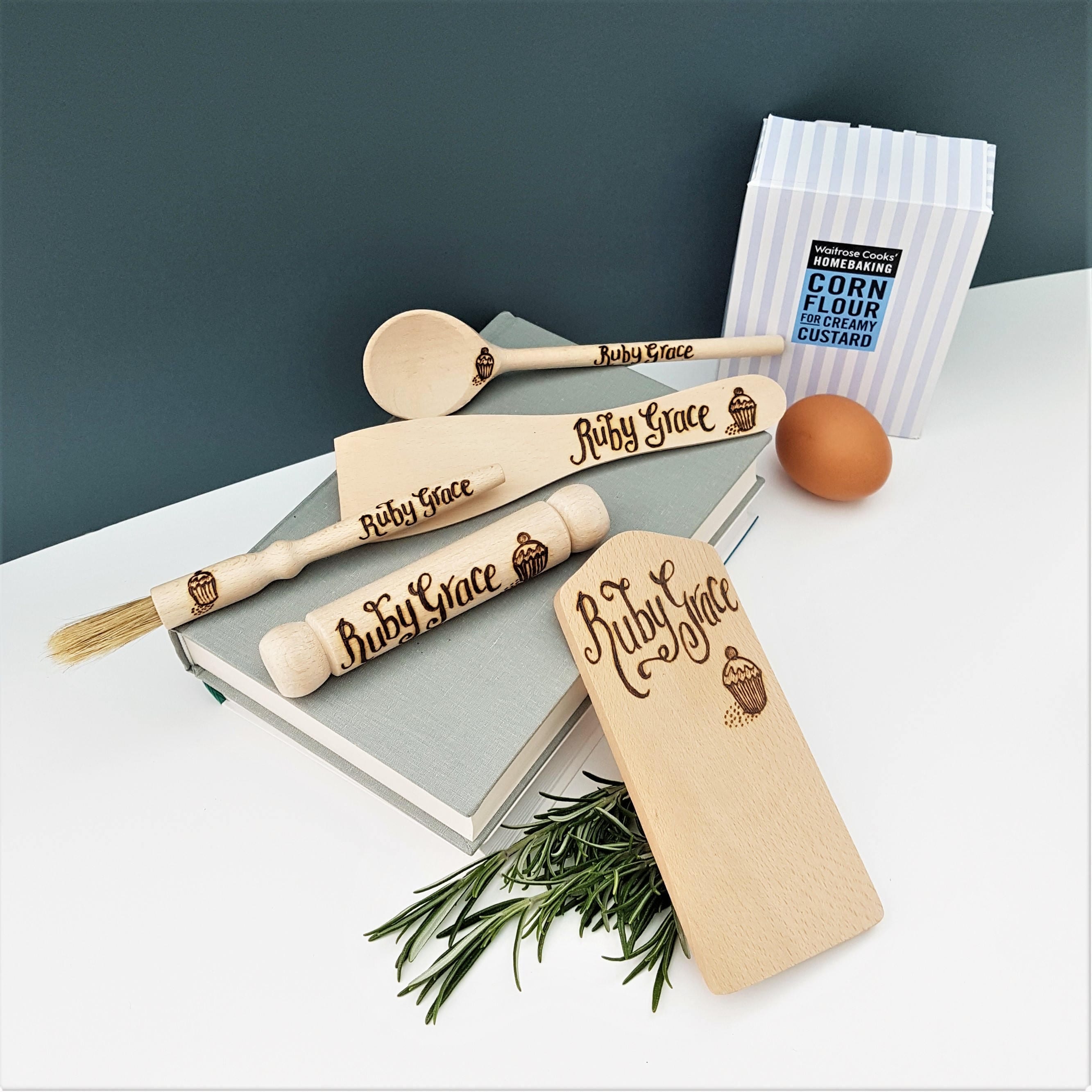 Personalised Baking Set child's gift wooden cookery set