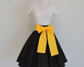 House Pride Hufflepuff Hogwarts Inspired Black Circle Skirt and Yellow Sash