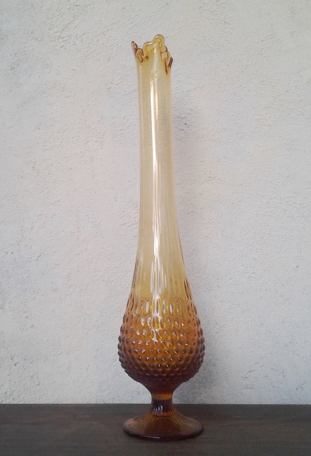 Fenton Swung Hobnail Tall Amber Vase