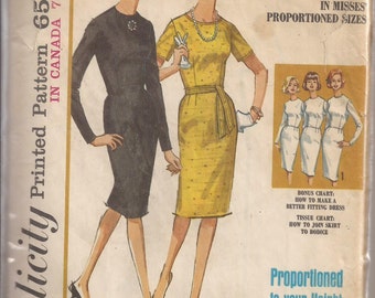 Simplicity How to Sew 5653 Pattern Misses Dress, Size 18, Vintage 1964