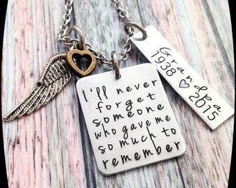 Memorial Jewelry, Remembrance, Sympathy Necklace, Loss of dad, Loss of Grandpa, Loss of Brother, Memorial Gift, Personalized