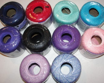 Aunt Lydia's Crochet Thread*Classic Crochet Size 10*350 Yards*Sale*Clearance*Destash*Navy*Victory Red*Aqua*Parakeet*Violet*Black*Purple*Pink