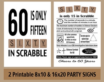 60th Birthday Decorations, 60th Birthday Gift, 60th Birthday Print, 1957 Birthday, 60 Years, 60 Birthday Party Sign, INSTANT DOWNLOAD