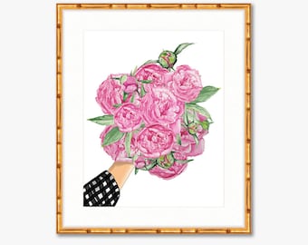 Count Your Peonies -- Watercolor Print -- Home Decor