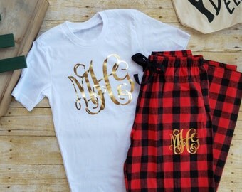 Personalized Plaid Christmas Pajamas for Adult and Kids