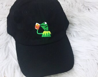 Kermit Meme Dad Hat Embroidery