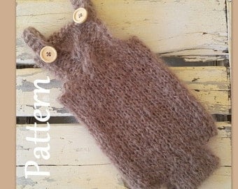 Newborn Baby Romper knitting PATTERN - baby dungaree pattern - baby knitting pattern - baby prop pattern - cable bib romper pattern