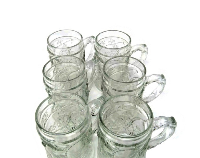 Vintage Crystal Beer Mugs | Drinking Glasses | Vintage 1970s Embossed Beer Steins Teen