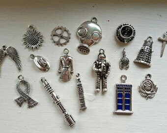 Dr. Who Charm Set 16 Piece Tibetan Style Silver