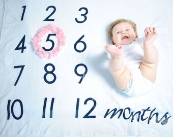 Monthly milestones baby blanket, milestone muslin blanket, swaddle blanket, monthly baby blanket, newborn photo prop