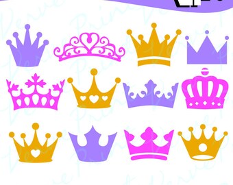 Crown Silhouette Svg, Ai, Eps, Pdf Cutting file,Princess Crown SVG vector clipart, silhouette cameo cricut clip art Commercial use