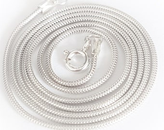 Sterling Silver Snake Chain 14ins to 50ins 1.2mm thickness handmade Diamond cut and made to order