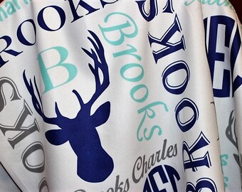 Personalized Baby Blanket ~ Deer Blanket ~ Monogram Blanket ~ Photo Prop ~ Name Blanket