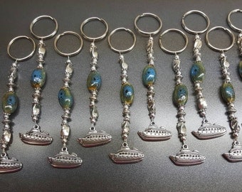 Set of 10 Cruiseship Cruise Beaded Keychains / Fish Extender Gifts