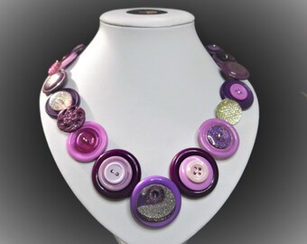 Button necklace - Purple Dazzler//beautiful buttons/gifts for her/button jewelry/Christmas gift/Mothers day/birthday present/OOAK
