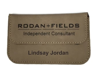 Rodan and Fields Business Card Holder Personalized Leather Brown