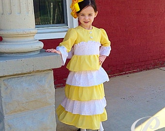 GIRLS YELLOW GINGHAM dress yellow easter dress modest apostolic clothing