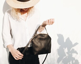 Blogger Bag, Leather Bag, Black Bag, Minimalist Bag, Boho Bag, Gift for her, Birthday Present, Wedding Bag, Evening Bag, CURVE BAG